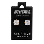 Load image into Gallery viewer, 7*7MM Cubic Zirconia Princess Cut 24K Pure Gold Plated Ear Studs
