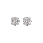 Load image into Gallery viewer, 7*7MM Cubic Zirconia Princess Cut Allergy-Free Stainless Steel Ear Studs
