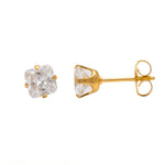Load image into Gallery viewer, 5*5MM Cubic Zirconia Princess Cut 24K Pure Gold Plated Ear Studs

