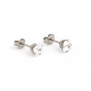 5*5MM Cubic Zirconia Princess Cut Allergy-Free Stainless Steel Ear Studs