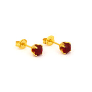 5MM January Garnet 24K Pure Gold Plated Ear Studs