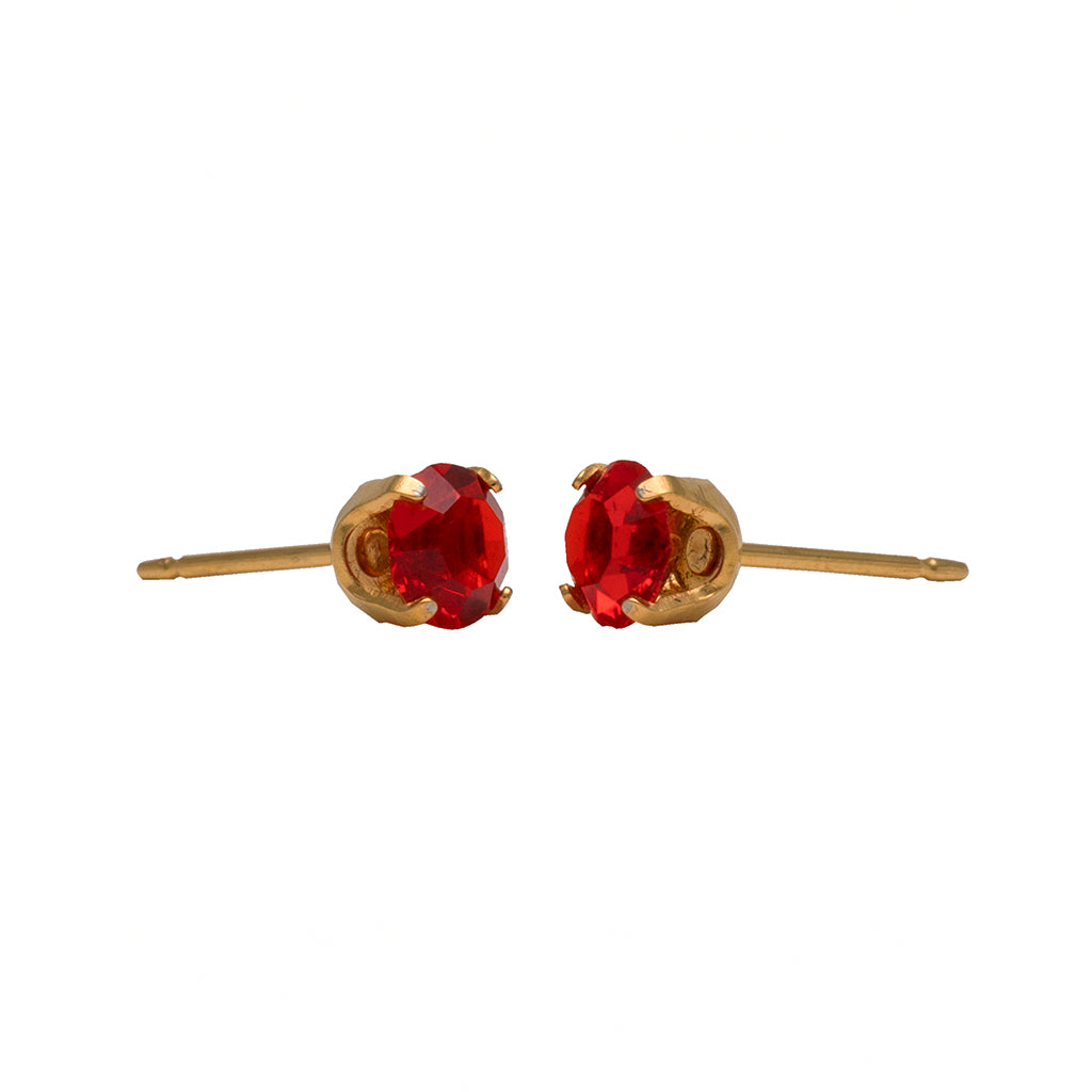 5MM January Garnet 24K Pure Gold Plated Ear Studs