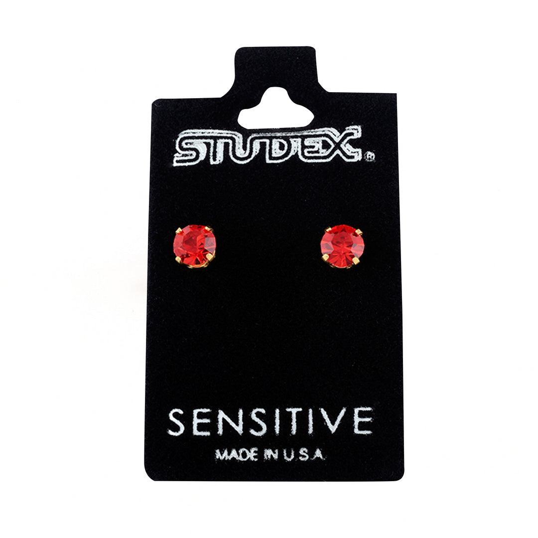 5MM January Garnet 24K Pure Gold Plated Ear Studs
