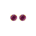 Load image into Gallery viewer, 5MM February Amethyst 24K Pure Gold Plated Ear Studs
