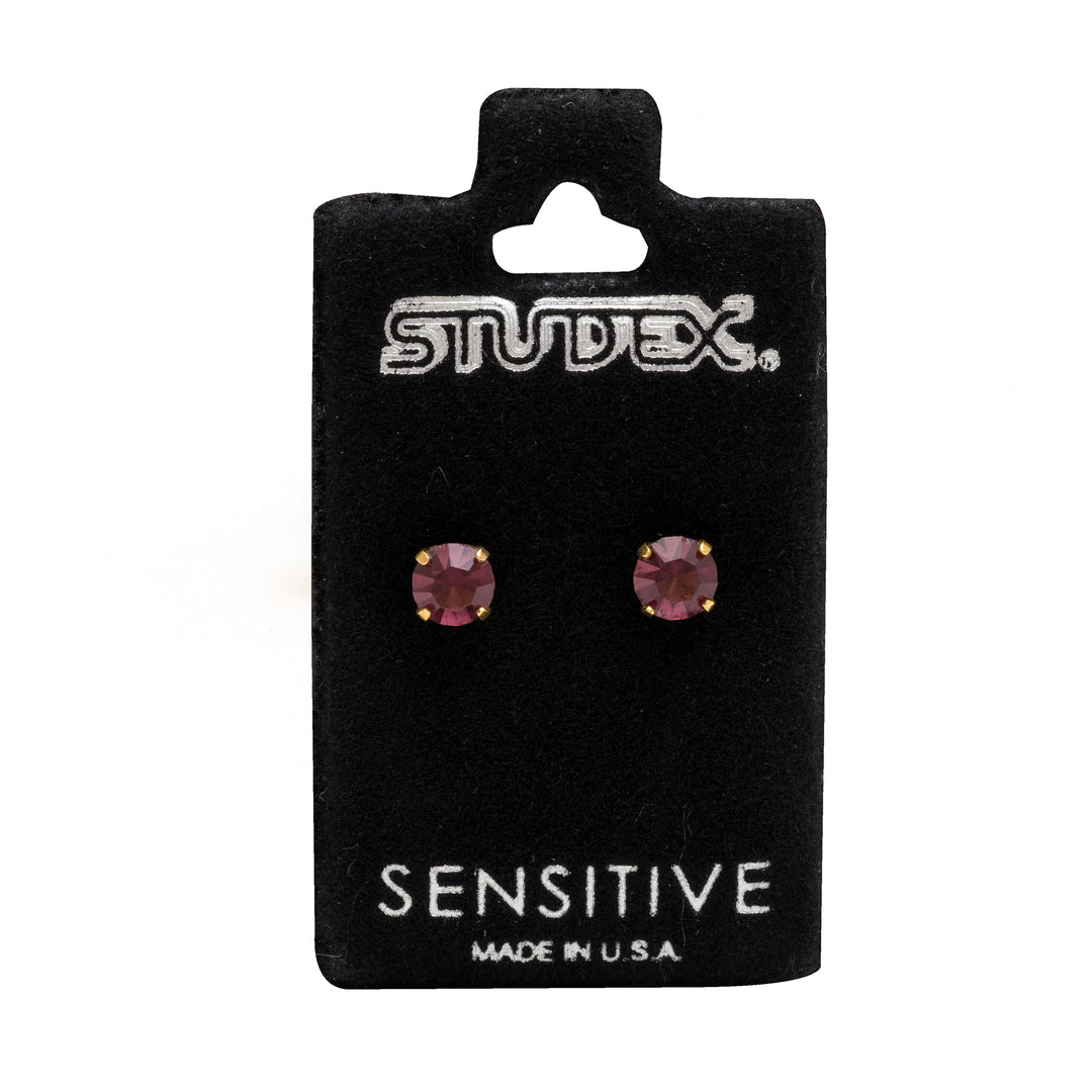 5MM February Amethyst 24K Pure Gold Plated Ear Studs