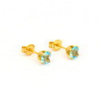 Load image into Gallery viewer, 5MM March Aquamarine 24K Pure Gold Plated Ear Studs
