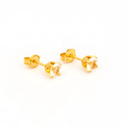 5MM April Crystal 24K Pure Gold Plated Ear Studs