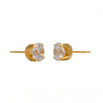 Load image into Gallery viewer, 5MM April Crystal 24K Pure Gold Plated Ear Studs
