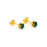 Load image into Gallery viewer, 5MM May Emerald 24K Pure Gold Plated Ear Studs
