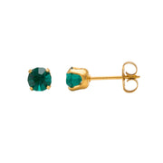 5MM May Emerald 24K Pure Gold Plated Ear Studs