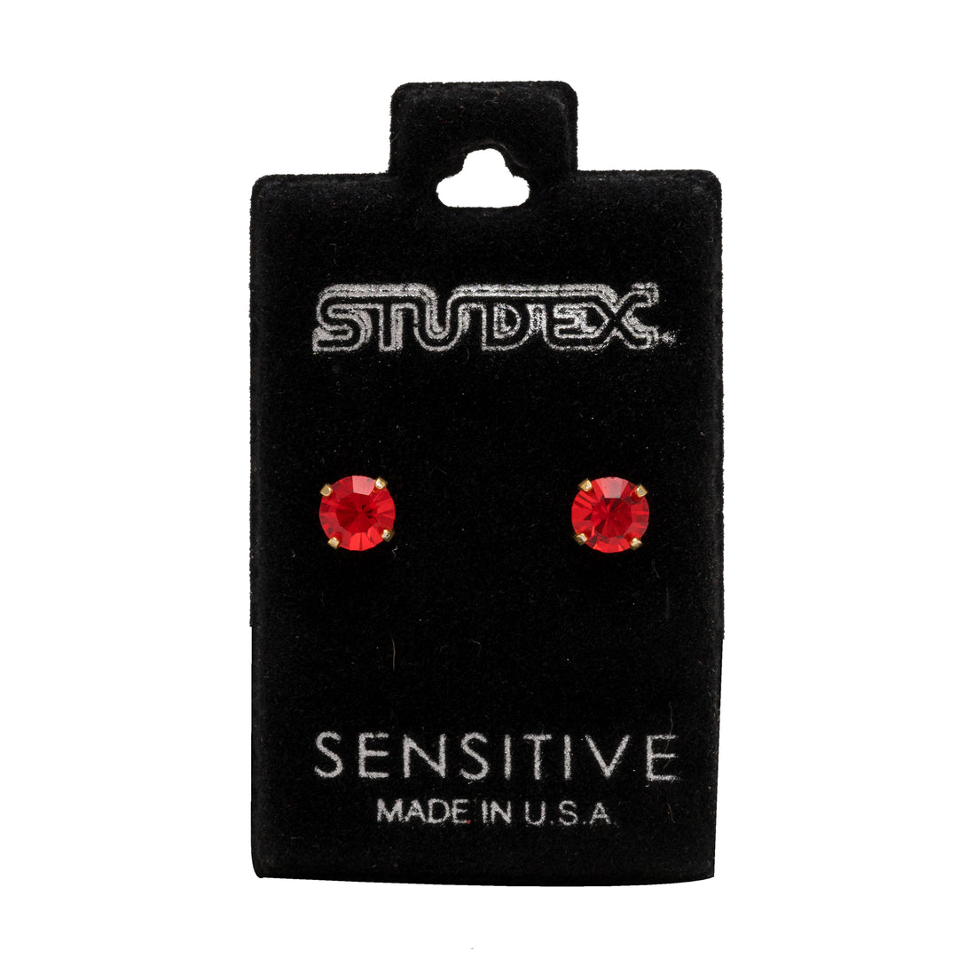 5MM July Ruby 24K Pure Gold Plated Ear Studs