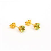 5MM August Peridot 24K Pure Gold Plated Ear Studs