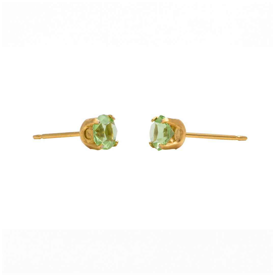5MM August Peridot 24K Pure Gold Plated Ear Studs