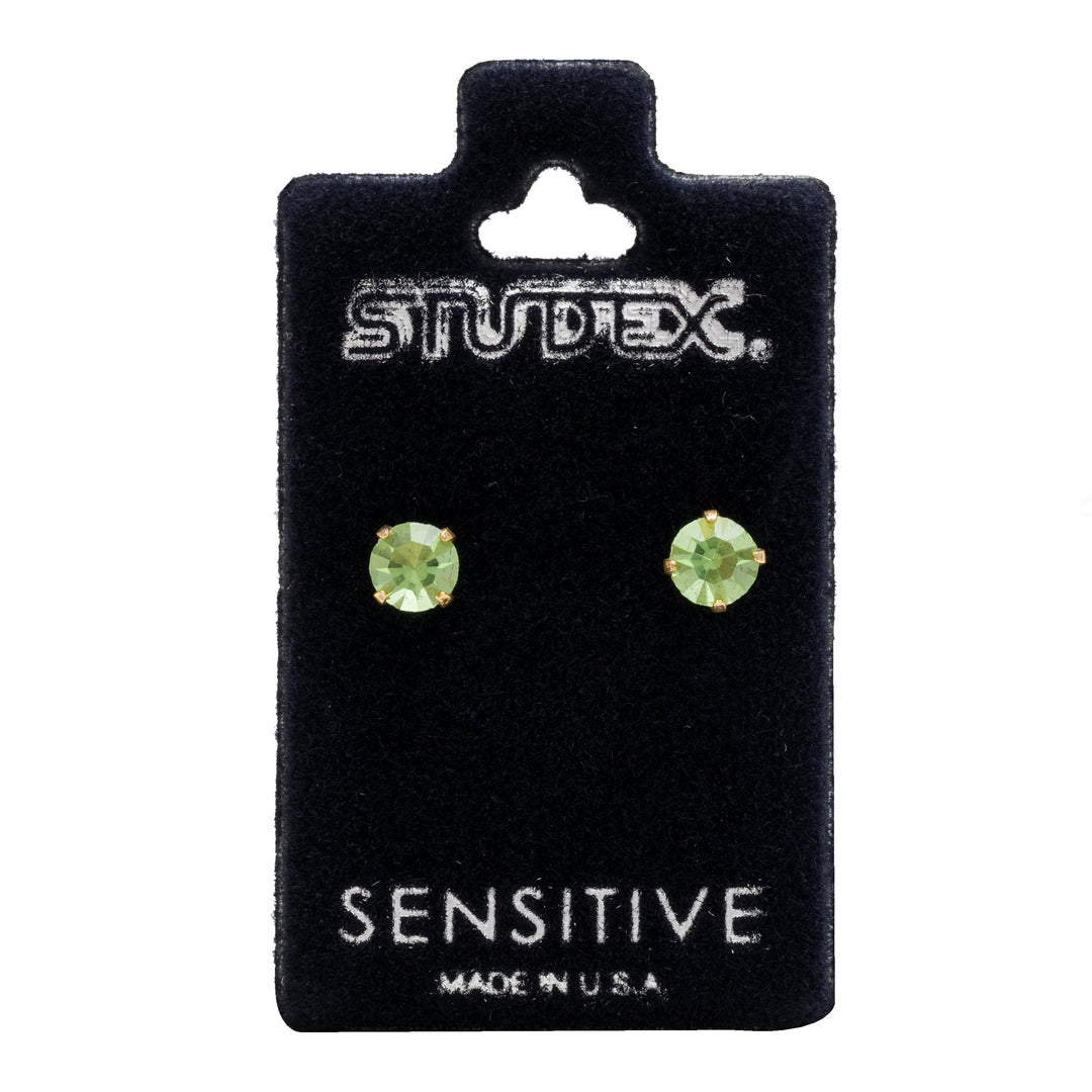 5MM August Peridot 24K Pure Gold Plated Ear Studs