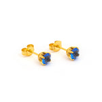 Load image into Gallery viewer, 5MM September - Sapphire 24K Pure Gold Plated Ear Studs

