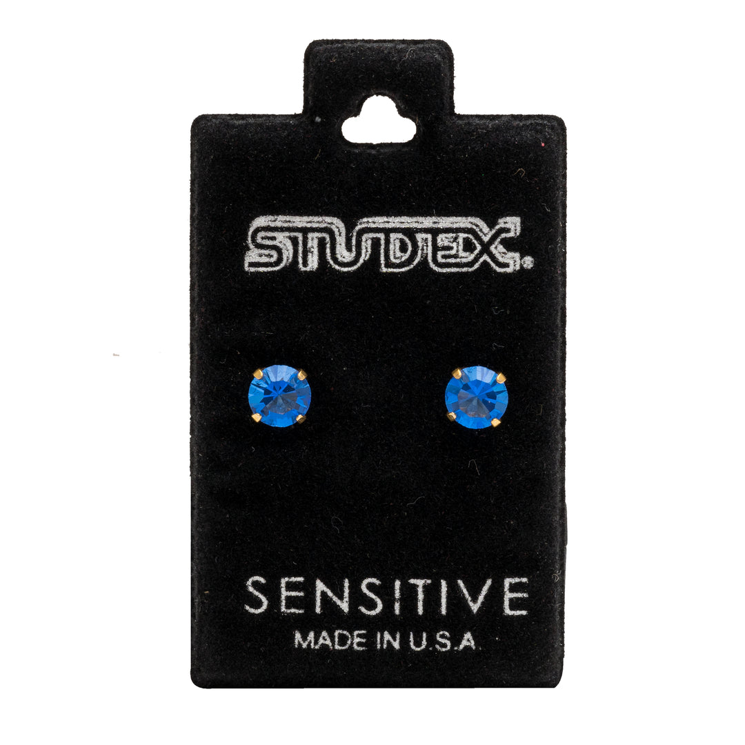 5MM September - Sapphire 24K Pure Gold Plated Ear Studs