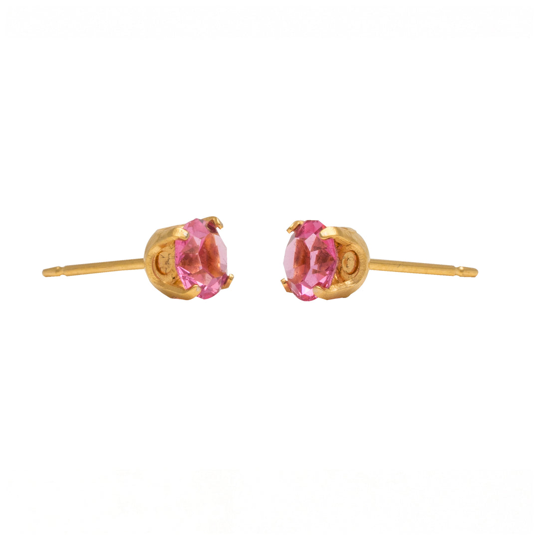 5MM Oct Rose 24K Pure Gold Plated Ear Studs