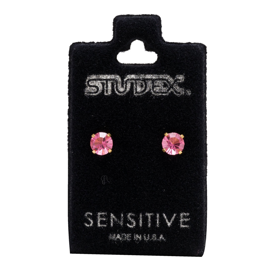5MM Oct Rose 24K Pure Gold Plated Ear Studs