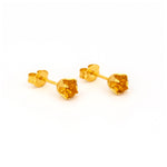 Load image into Gallery viewer, 5MM November Topaz 24K Pure Gold Plated Ear Studs
