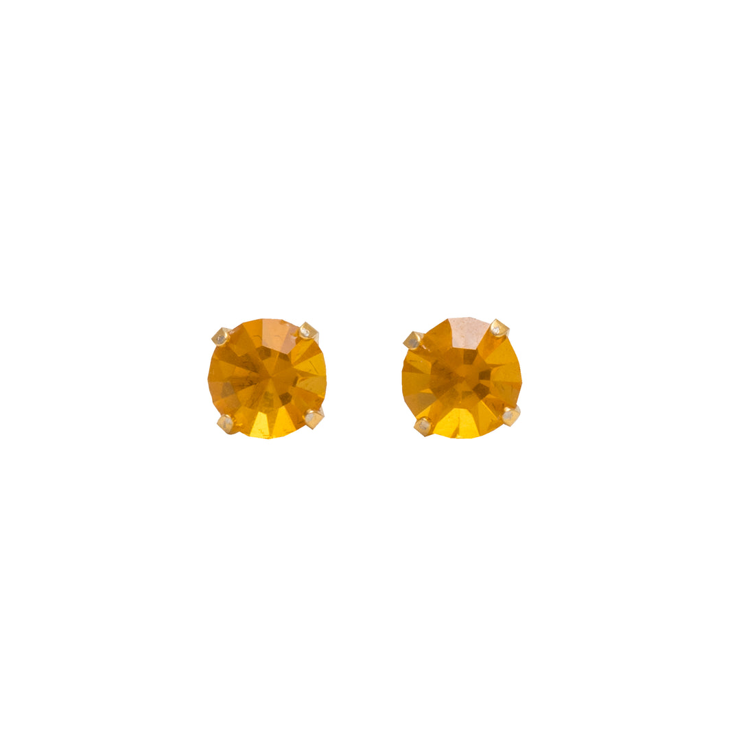 5MM November Topaz 24K Pure Gold Plated Ear Studs