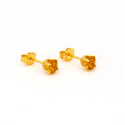 5MM November Topaz 24K Pure Gold Plated Ear Studs