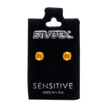 Load image into Gallery viewer, 5MM November Topaz 24K Pure Gold Plated Ear Studs
