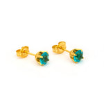 Load image into Gallery viewer, 5MM December Blue Zircon 24K Pure Gold Plated Ear Studs
