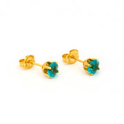 5MM December Blue Zircon 24K Pure Gold Plated Ear Studs