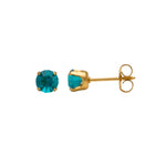 Load image into Gallery viewer, 5MM December Blue Zircon 24K Pure Gold Plated Ear Studs
