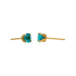 Load image into Gallery viewer, 5MM December Blue Zircon 24K Pure Gold Plated Ear Studs
