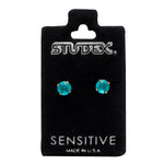 Load image into Gallery viewer, 5MM December Blue Zircon 24K Pure Gold Plated Ear Studs
