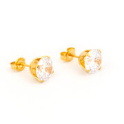 8MM Cubic Zirconia 24K Pure Gold Plated Ear Studs