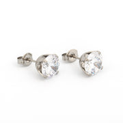 8MM Cubic Zirconia Allergy-Free Stainless Steel Ear Studs