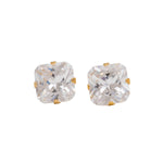 Load image into Gallery viewer, 8*8MM Cubic Zirconia Princess Cut 24K Pure Gold Plated Ear Studs

