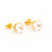 8*8MM Cubic Zirconia Princess Cut 24K Pure Gold Plated Ear Studs