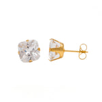 Load image into Gallery viewer, 8*8MM Cubic Zirconia Princess Cut 24K Pure Gold Plated Ear Studs
