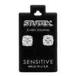 Load image into Gallery viewer, 8*8MM Cubic Zirconia Princess Cut Allergy-Free Stainless Steel Ear Studs
