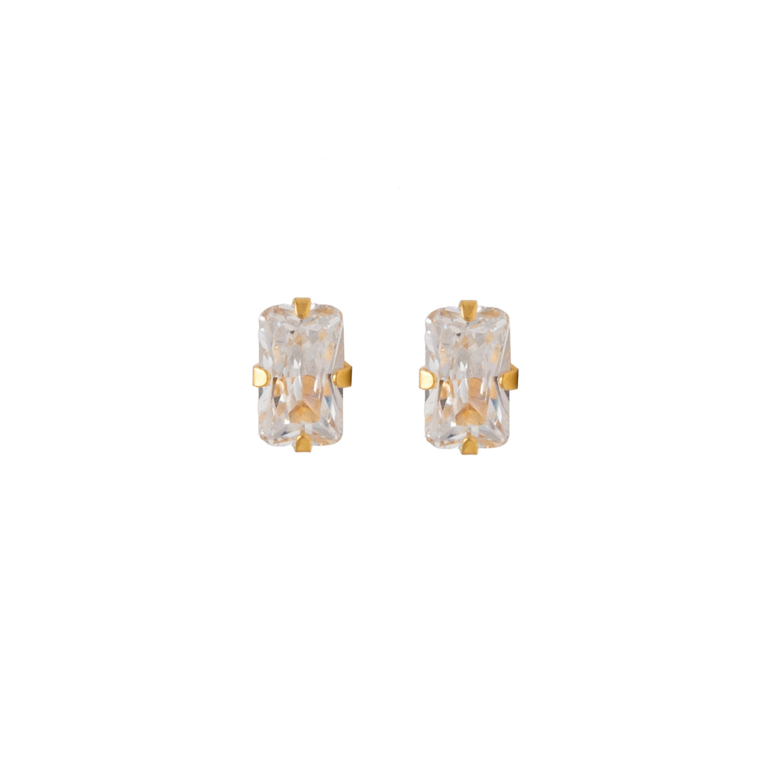 5*3MM Cubic Zirconia 24K Pure Gold Plated Ear Studs