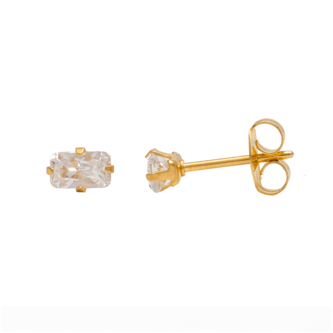 5*3MM Cubic Zirconia 24K Pure Gold Plated Ear Studs