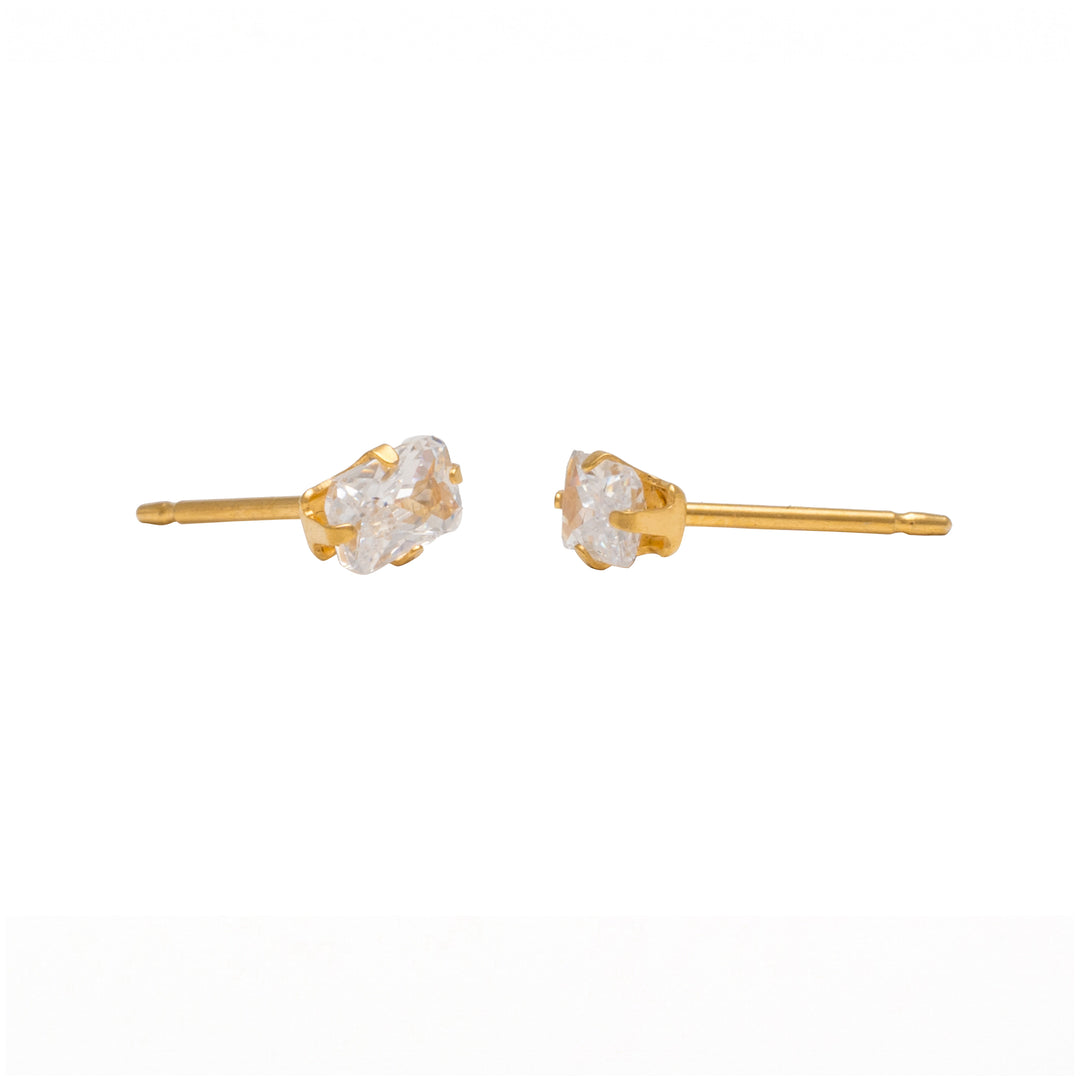 5*3MM Cubic Zirconia 24K Pure Gold Plated Ear Studs