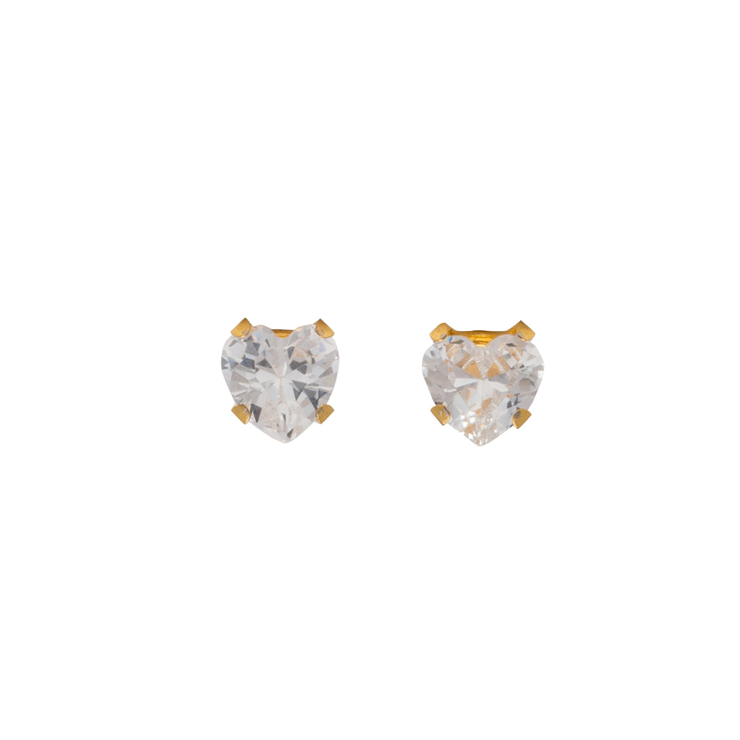 5*5MM Cubic Zirconia Heart Shape Ear Studs