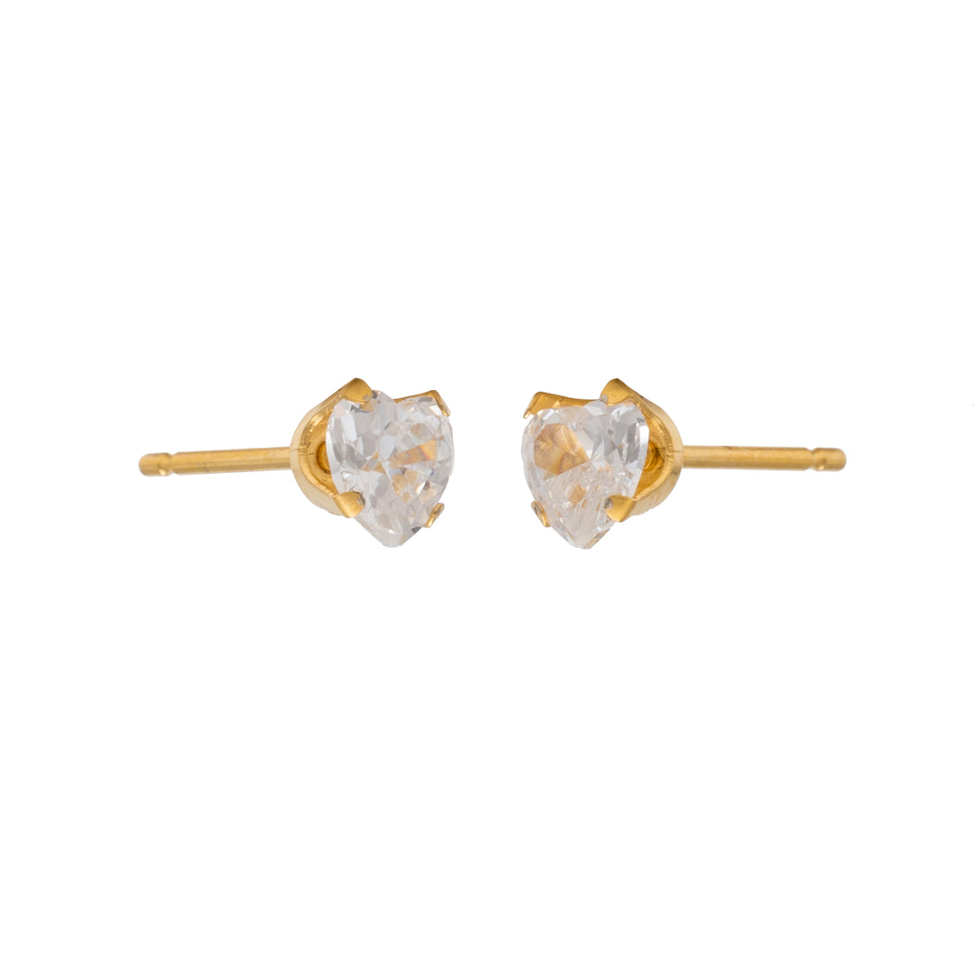 5*5MM Cubic Zirconia Heart Shape Ear Studs