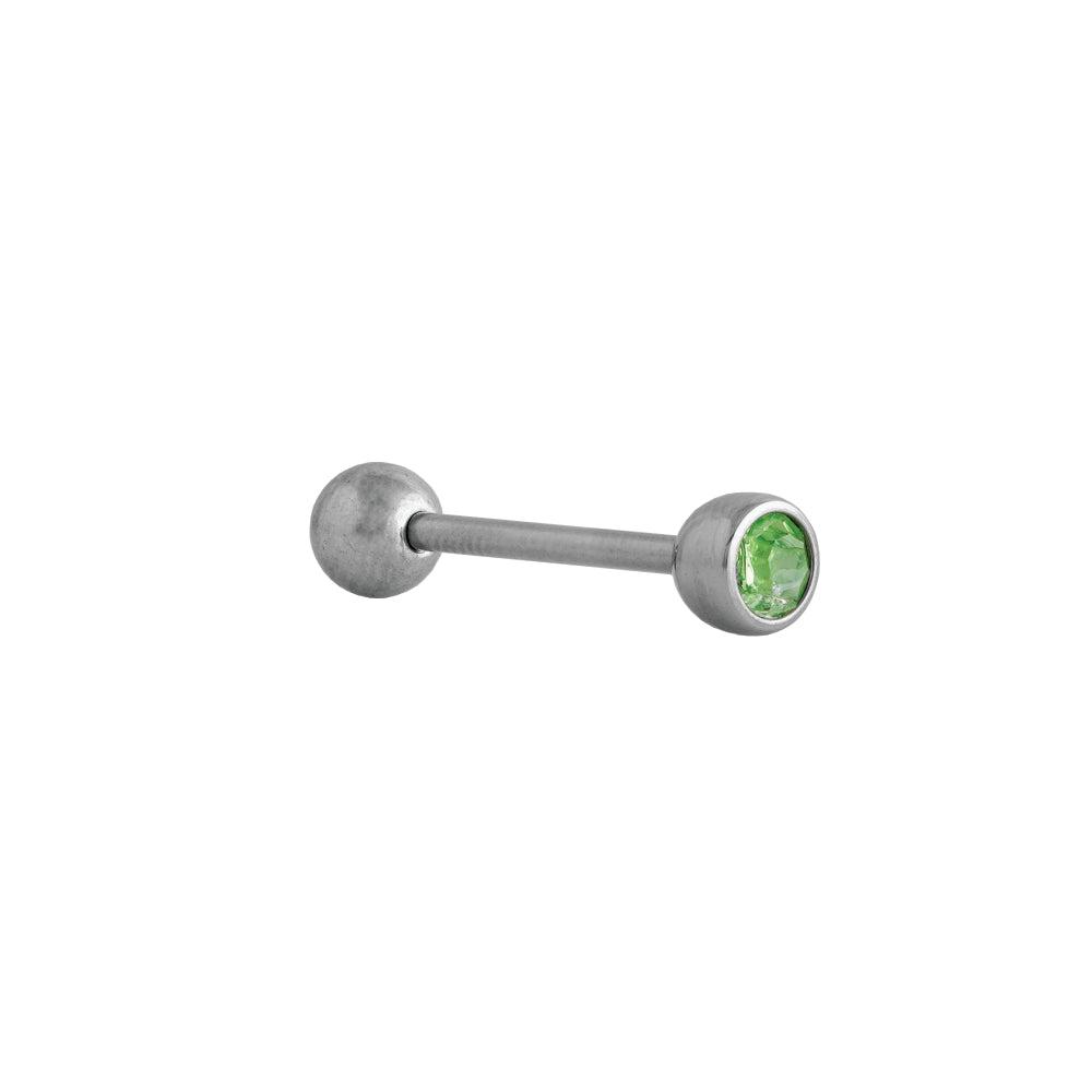 Body Jewellery Peridot Stainless Steel 14G 5/8 Tongue Studs