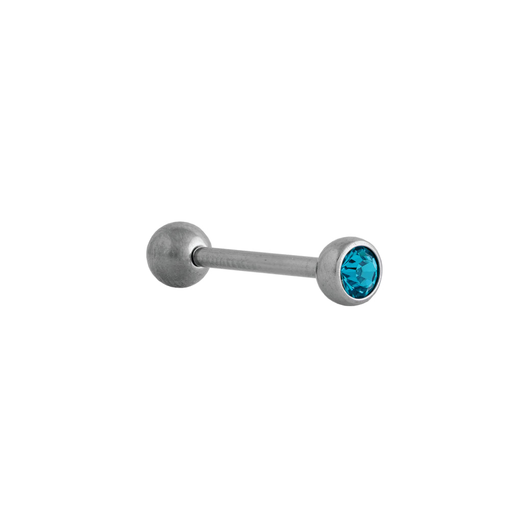 Body Jewellery Barbell Blue Zircon Stainless Steel 14G 5/8 Tongue Studs