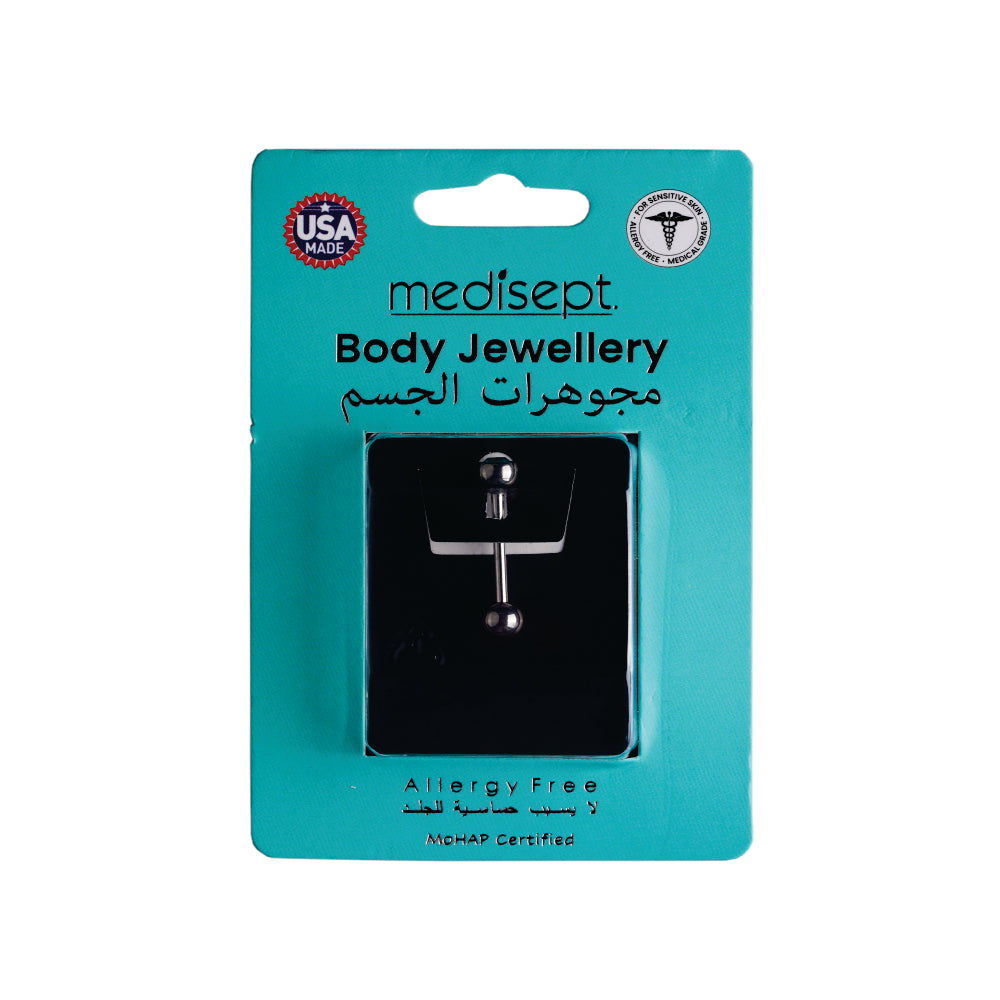 Body Jewellery Barbell Blue Zircon Stainless Steel 14G 5/8 Tongue Studs
