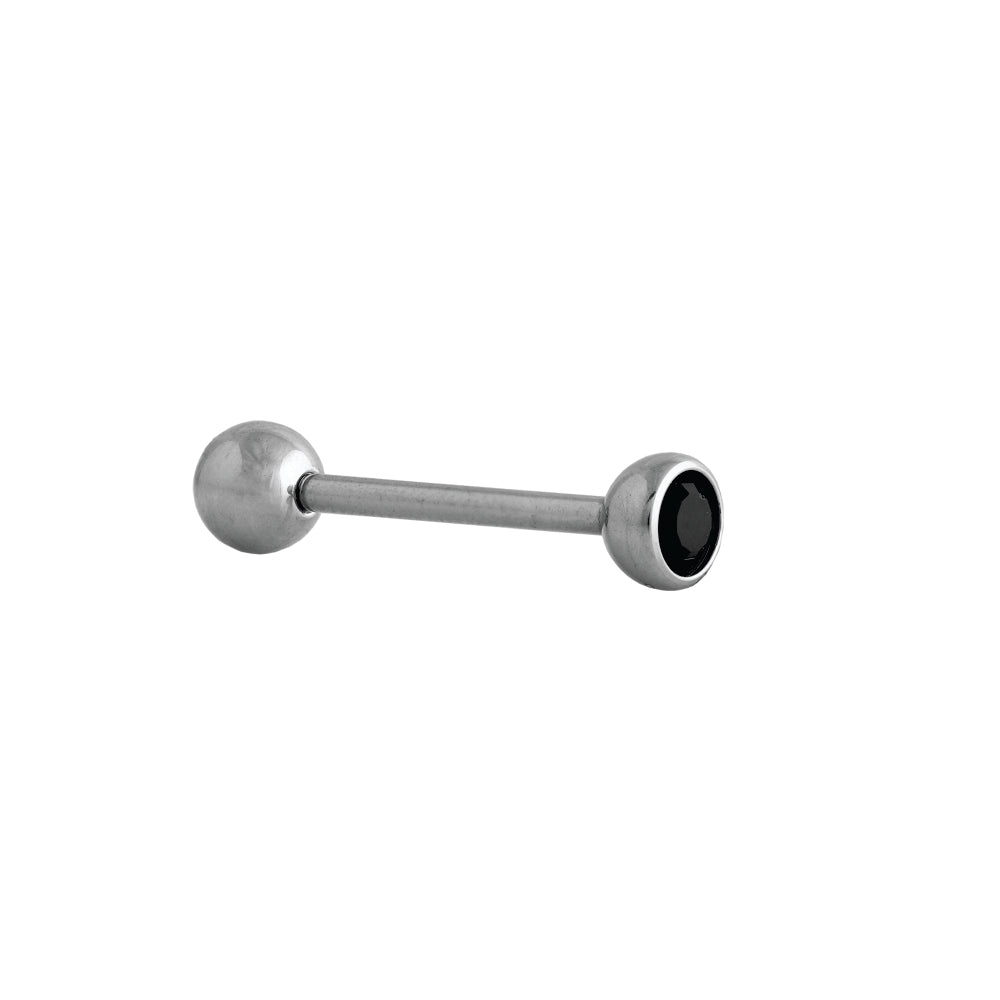 Body Jewellery Barbell Black Diamond Stainless Steel 14G 5/8 Tongue Studs