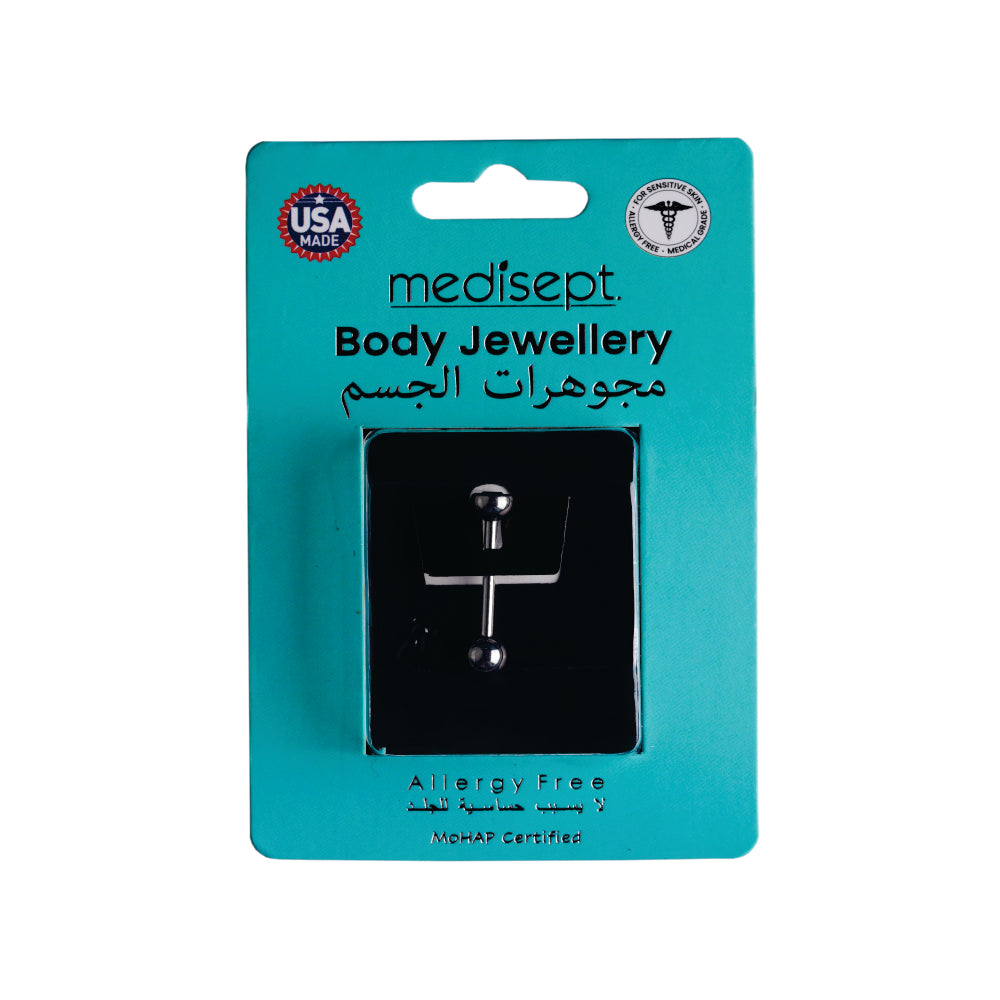 Body Jewellery Barbell Black Diamond Stainless Steel 14G 5/8 Tongue Studs