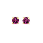 Load image into Gallery viewer, 3MM Amethyst February Birthstone 24K Pure Gold Plated Ear Studs For Kids
