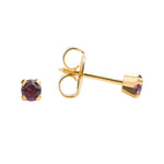 Load image into Gallery viewer, 3MM Amethyst February Birthstone 24K Pure Gold Plated Ear Studs For Kids
