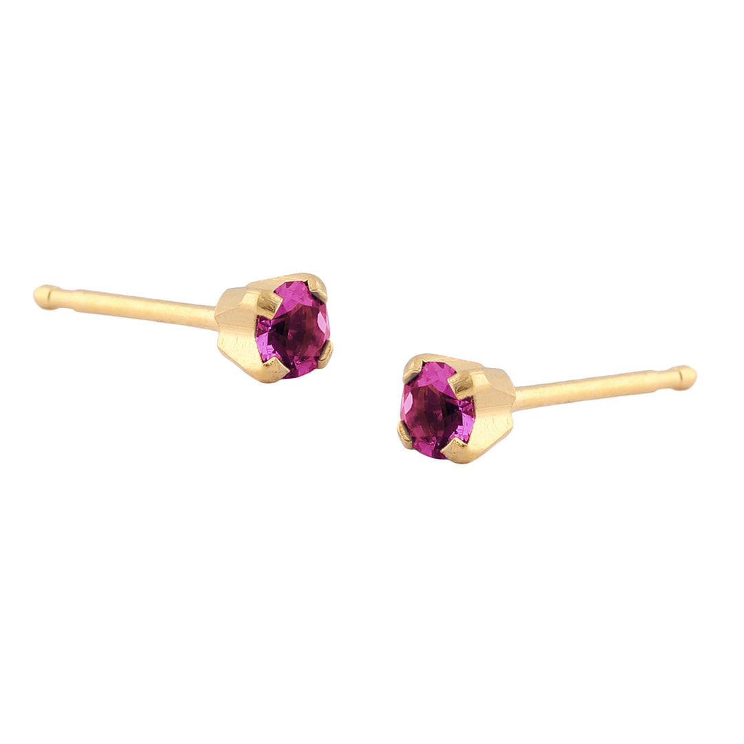 3MM Amethyst February Birthstone 24K Pure Gold Plated Ear Studs For Kids